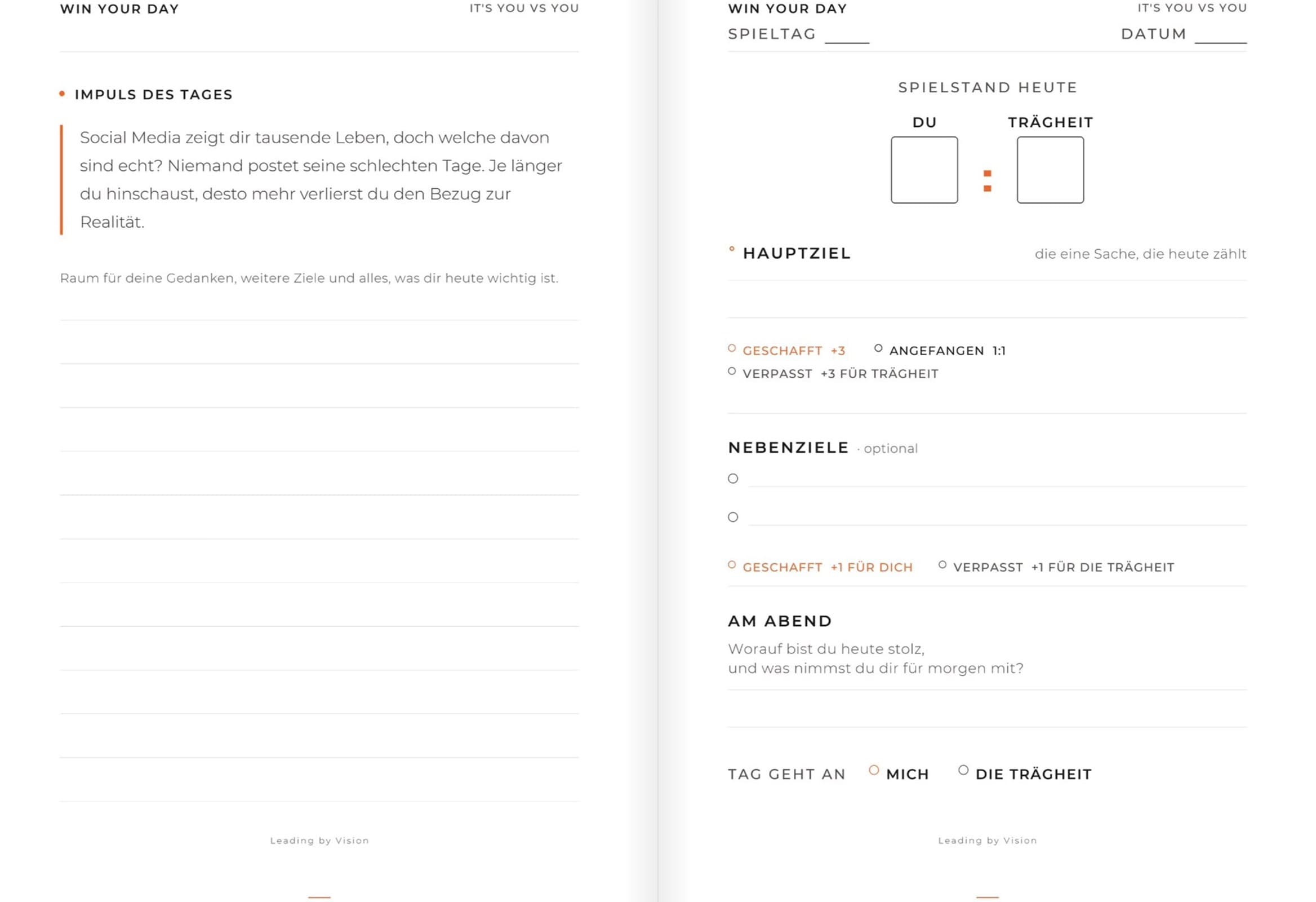 Aufgeschlagenes Journal, Doppelseite